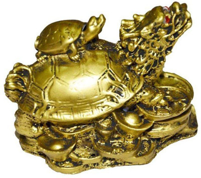 

Varanasi Enterprises feng fengshui dragon with baby tortoise for good luck and fortune Decorative Showpiece - 8 cm(Polyresin, Multicolor)