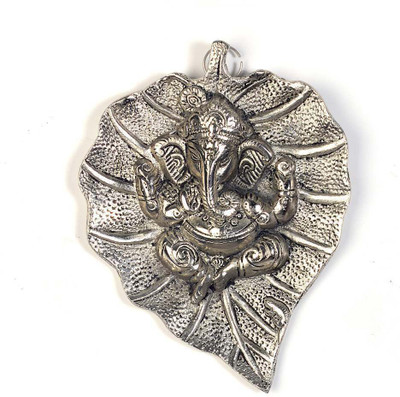 

Shree Sai Handicraft Home Decorative Oxidized White Metal Leaf Ganesha Idol Hanging Decorative Showpiece - 5 cm(Aluminium, Silver)