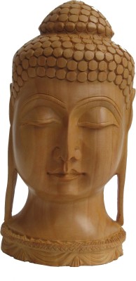 Craft International Buddha Head Statue - 6 Inch Decorative Showpiece  -  15 cm(Wood, Brown)