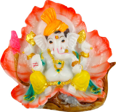

Agastya Sitting Ganesha Decorative Showpiece - 11 cm(Polyresin, Multicolor)