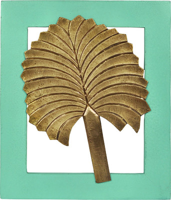 

Lal Haveli Ethnic Wall Decor Golden Leaf Wooden Frame Decorative Decorative Showpiece - 33 cm(Wooden, Light Blue)