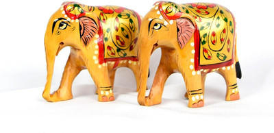 

TG Shoppers 3inch Painted Elephant Decorative Showpiece - 6.5 cm(Wooden, Multicolor)