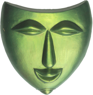 

Hand Artz Terracotta Handmade Wall Hanging Laughing Mask Decorative Showpiece - 35 cm(Terracotta, Green)