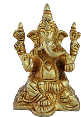 aakrati Lord Ganesha Brass Statue Decorative Showpiece - 8 cm(Brass, Yellow) aakrati Lord Ganesha Brass Statue Decorative Showpiece - 8 cm(Brass, Yellow)