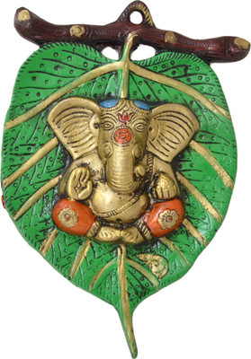 

Handecor Ganesha on Green Patti Wall Hanging Decorative Showpiece - 21 cm(Aluminium, Multicolor)