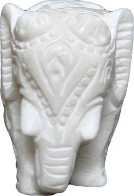 Artist Haat White Marble Elephant Sculpture Hand Carved Decorative Showpiece  -  8 cm(Stone, White)