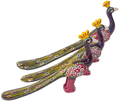 

Etsi Bitsi Divine Set of 3 Designer Peacock Showpiece Decorative Showpiece - 14.5 cm(Paper Mache, Multicolor)