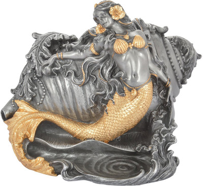 

shivika enterprises mermaid resting on conch Decorative Showpiece - 15 cm(Polyresin, Multicolor)