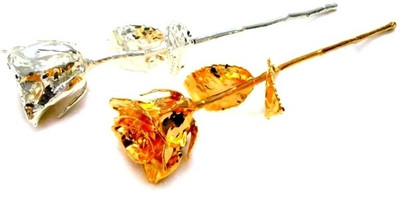 

Pllanet Gold Real Rose Dipped In Gold & Silver Decorative Showpiece - 28 cm(Gold Plated, Silver Plated, Gold, Silver)