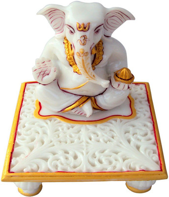 

Etsi Bitsi Divine Polyresin White Ganesha Chowki Decorative Showpiece - 11.5 cm(Polyresin, Multicolor)