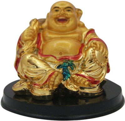 

Shubh Store 100% Original Laughing Buddha for Peace Decorative Showpiece - 6 cm(Polyresin, Gold)