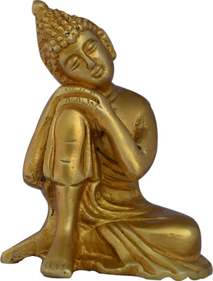 4% OFF on aakrati Religious Lord Buddha Resting Statue In Yellow- A Peaceful Decorative Figurine Decorative Showpiece - 10 cm(Brass, Gold)