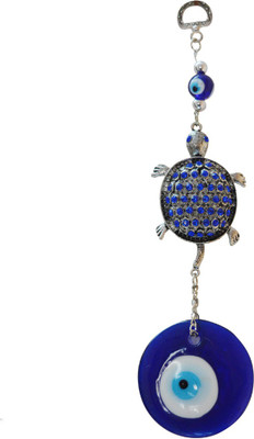 

Reiki Crystal Products Feng Shui Evil Eye Turtle With Stone Protection Car and Door Hanging Gift Item Decorative Showpiece - 21 cm(Polyresin, Blue)