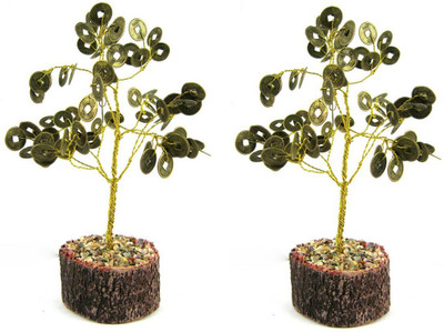 

Kraft Village 100 % Original Coin/Wealth Tree Pack of 2 Decorative Showpiece - 17 cm(Alloy, Multicolor)
