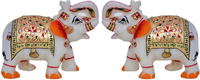 

Vaah Marble Elephant Pair Decorative Showpiece - 10.16 cm(Stoneware, Multicolor)