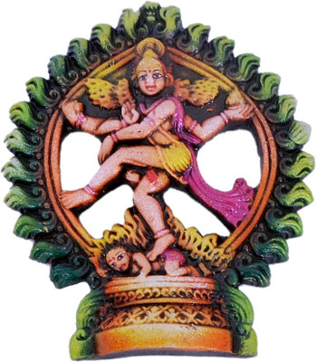 

Indigo Creativs Handcrafted Beautiful Terracotta Natraj Diwali Puja Statue Wall Hanging Decoration Decorative Showpiece - 16 cm(Earthenware, Multicolor)