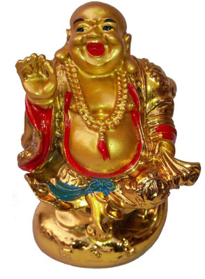 

Shubh Store 100% Original Blessing Laughing Buddha Decorative Showpiece - 9 cm(Polyresin, Gold)