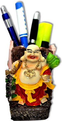 

7 Ocean Laughing Buddha Pen Holder Decorative Showpiece - 10 cm(Polyresin, Multicolor)