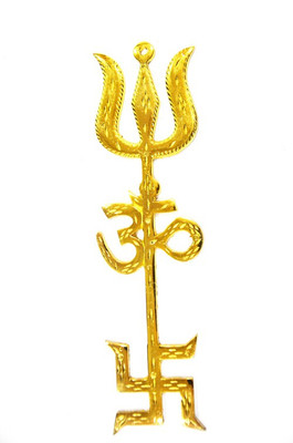 38% OFF on Anjalika Om Swastik Trishul Big Size Showpiece  -  22 cm(Cast Iron, Gold)