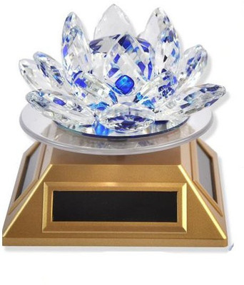 

Gooddeals Home Car décor Gorgeous Crystal Lotus on autorotating solar stand Decorative Showpiece - 10 cm(Crystal, Blue)