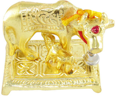 

GoldGiftIdeas Cow and Calf Statue Decorative Showpiece - 9 cm(Gold Plated, Gold)