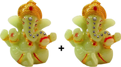 

ManeKo Hindu God Idol Radium Mukut Ganesh Temple for Car Dashboard (Pack of 2) Decorative Showpiece - 8 cm(Ceramic, Multicolor)
