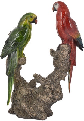 

shivika enterprises parrot copule on tree branch Decorative Showpiece - 18 cm(Polyresin, Multicolor)