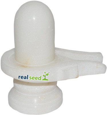 

Real Seed Pure White Marble Handmade Shivling (Bhedaghat Jabalpur) Decorative Showpiece - 9 cm(Marble, White)