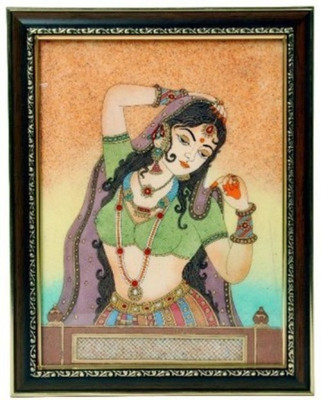 

Ruchi World Gemstone Painting Decorative Showpiece - 6 cm(Wooden, Brown)
