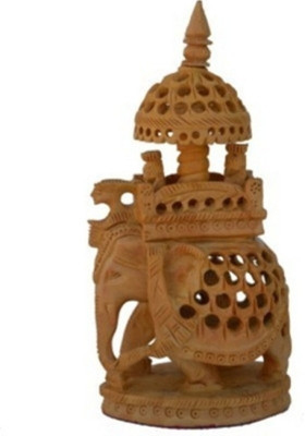 

Ruchi World Carved Ambabari Elephant Decorative Showpiece - 11 cm(Wooden, Brown)