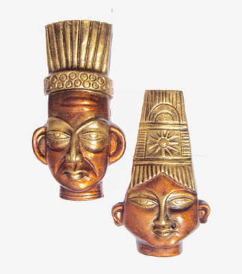 

Hand Artz Terracotta Wall Hanging Tribal King Queen Mask Combo Decorative Showpiece - 22 cm(Terracotta, Multicolor)