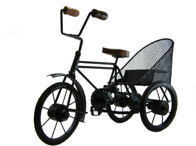 

Bangalore Handicrafts Cycle Rickshaw(Jali) Showpiece Figurine Decorative Showpiece - 25 cm(Wooden, Black, Brown)