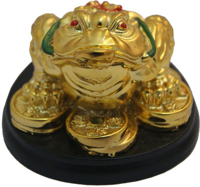 

DivyaMantra King Money Frog For Wealth Decorative Showpiece - 5 cm(Polyresin, Yellow)