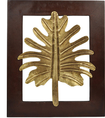 

Lal Haveli Ethnic Wall Decor Golden Leaf Wooden Frame Decorative Decorative Showpiece - 33 cm(Wooden, Brown)