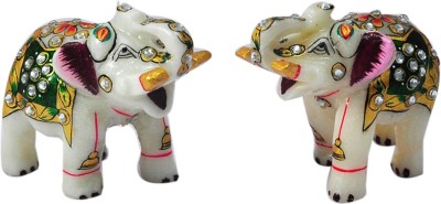 

Raj Laxmi Marble Elephant Decorative Showpiece - 18 cm(Stoneware, Multicolor)