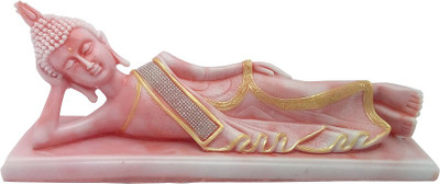 

Art N Hub Sleeping Buddha - Handicraft Statue (L-36 CM) Decorative Showpiece - 14 cm(Earthenware, Pink, Gold)