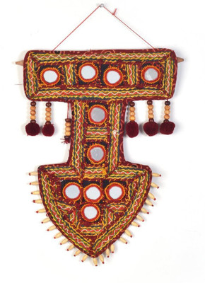 

Shree Sai Handicraft Home Décor Kutch Big Mirror Handwork Arrow Shape Show Piece Decorative Showpiece - 10 cm(Cotton, Brown)
