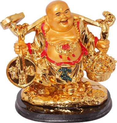 

Art N Hub Fengshui God Laughing Buddha Vastu Statue Home Décor Gift Item Decorative Showpiece - 11.5 cm(Gold Plated, Gold)
