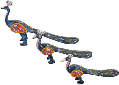 

Rajkruti Handicraft Peacock Set Decorative Showpiece - 10 cm(Plastic, Multicolor)
