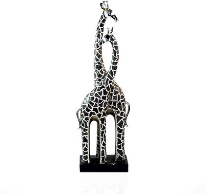 

X-Gift Aramani couple Giraffe Decorative Showpiece - 46 cm(Polyresin, Silver)