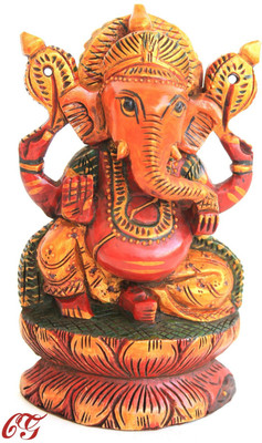 

Craft International Wooden Ganesh Statue Painted - 6 Inch Decorative Showpiece - 15 cm(Wooden, Brown)