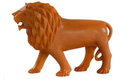 

Ruchi World Hand Carved Lion Decorative Showpiece - 7 cm(Wooden, Brown)