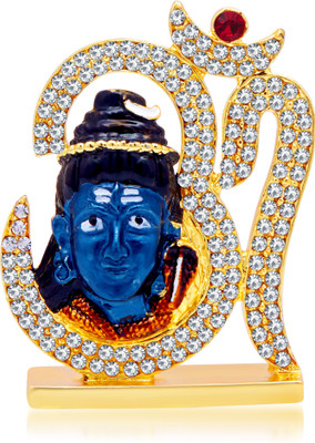 

Kulin Lord Shiva | Shiv Shankar Mukh Idol With Om For Car Dashboard | Home Decor | Gifting Decorative Showpiece - 5 cm(Gold Plated, Blue)
