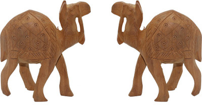 

Frabjous 2 Camel Decorative Showpiece - 7.62 cm(Wooden, Brown)