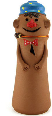 

eKolhapuri Big Smily Face Doll Natural Design Decorative Showpiece - 11.3 cm(Terracotta, Brown)