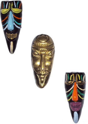 

Hand Artz Terracotta Handmade Wall Hanging Small Hawaian Mask Decorative Showpiece - 10 cm(Terracotta, Multicolor)