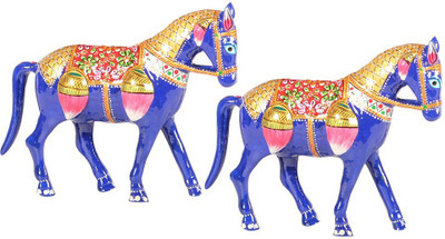 

Apkamart APKAMART Handcrafted Horse - Set of 2 - For Table Decoration and Gifts Decorative Showpiece - 19 cm(Alloy, Multicolor)