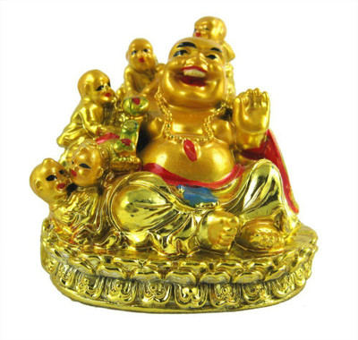 

Varanasi Enterprises feng shui laughing buddha with children for health, wealth and happiness Decorative Showpiece - 7 cm(Polyresin, Multicolor)