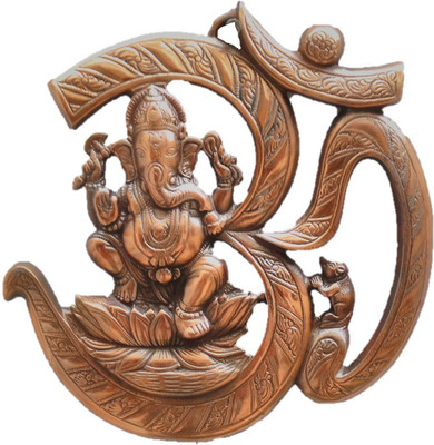 

JaipurCrafts Matel Wall Hanging Of Lord Ganesha In Om Decorative Showpiece - 25.4 cm(Aluminium, Brown)