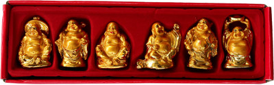 

Scrazy VedicLaughing Buddha Set Decorative Showpiece - 5 cm(Polyresin, Gold)